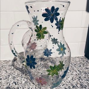 Hand painted glass pitcher